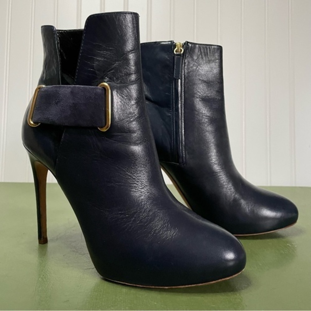 Rupert Sanderson Stiletto Heel Platform Ankle Boots/Booties in Navy Leather - Picture 7 of 14
